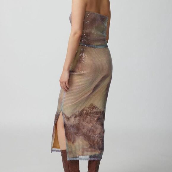 Urban Outfitters Pearl Sequin Tube Top & Midi Skirt Set Medium New with tags - Picture 2 of 13